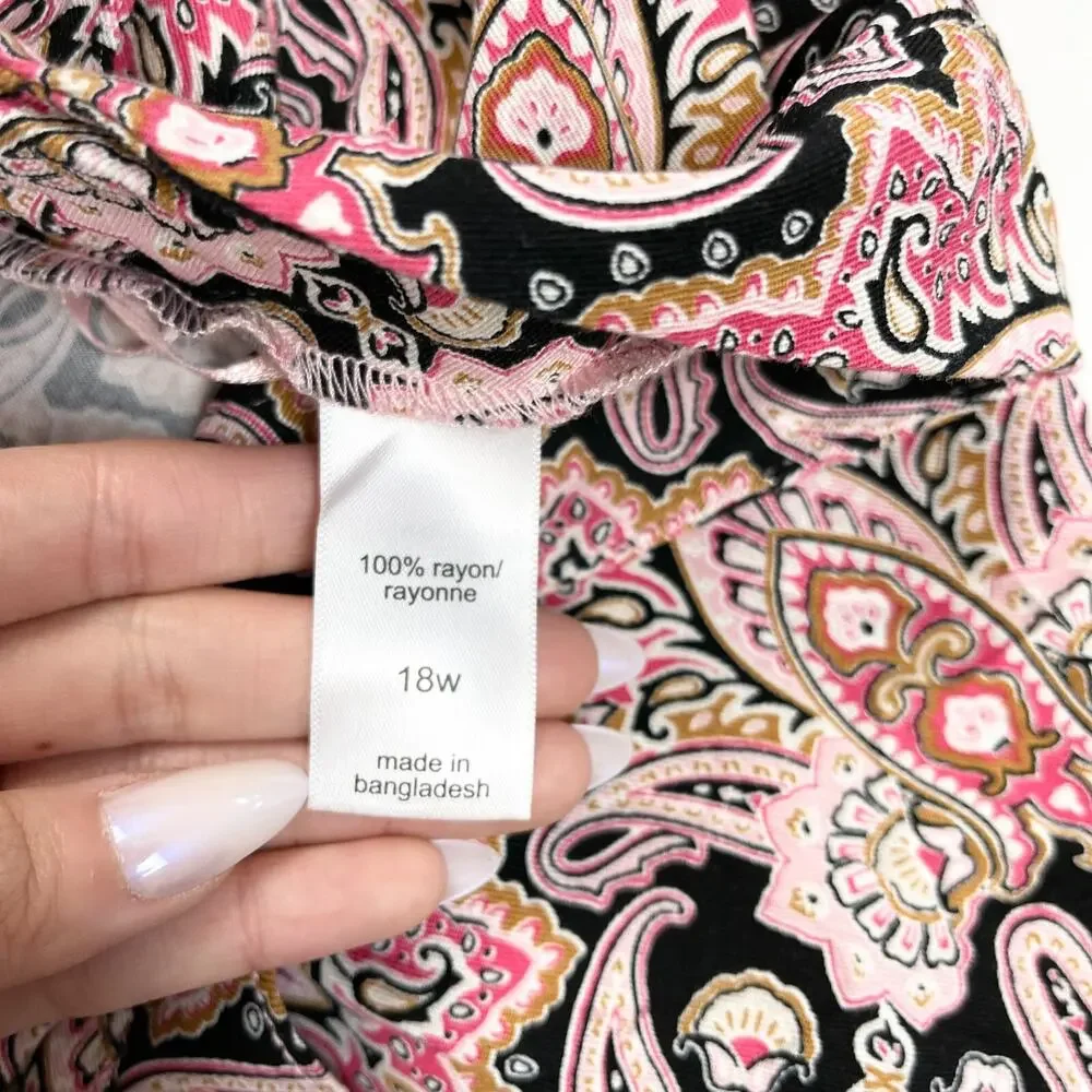 Maurices Womens 18W Wrap Skirt Pink Paisley Coastal Preppy‎ Brunch City Chic